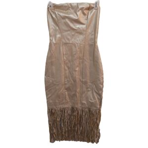 🆕️Symphony Gold Strapless Dress with Fringes Small (S) - New, Giftable BNWT
